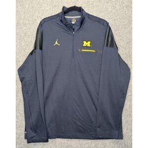Nike Jordan Michigan Wolverines 1/4 Zip Pullover Men's XL Navy Blue Dri-Fit